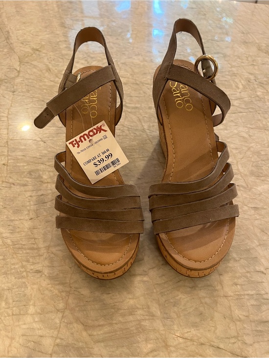 Franco Sarto Shoes - Franco Sarto Forest Green/Brown Multi-Strap Cork Wedge Sandals